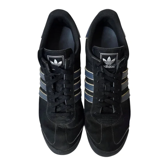 Adidas Men's Samoa Black/Blue Stripe Sneakers - Size 10 - Picture 2 of 4